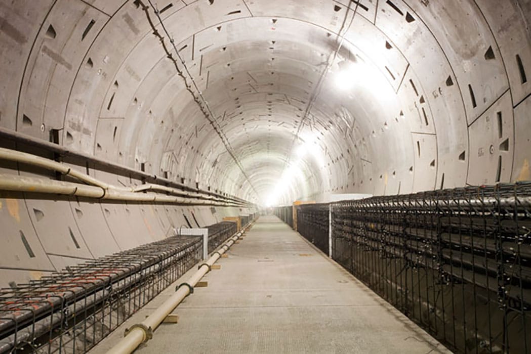 Photo of tunnel with fiberglass conduit