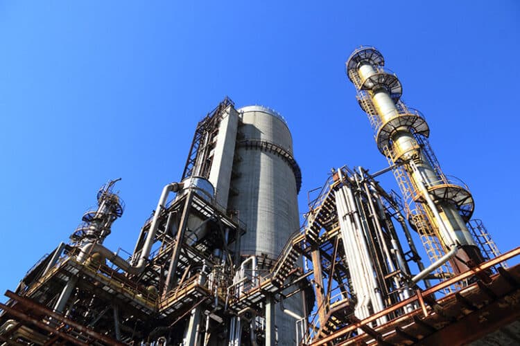 Chemical processing plant where non-metallic Champion Fiberglass RTRC conduit resists acids and alkalis.